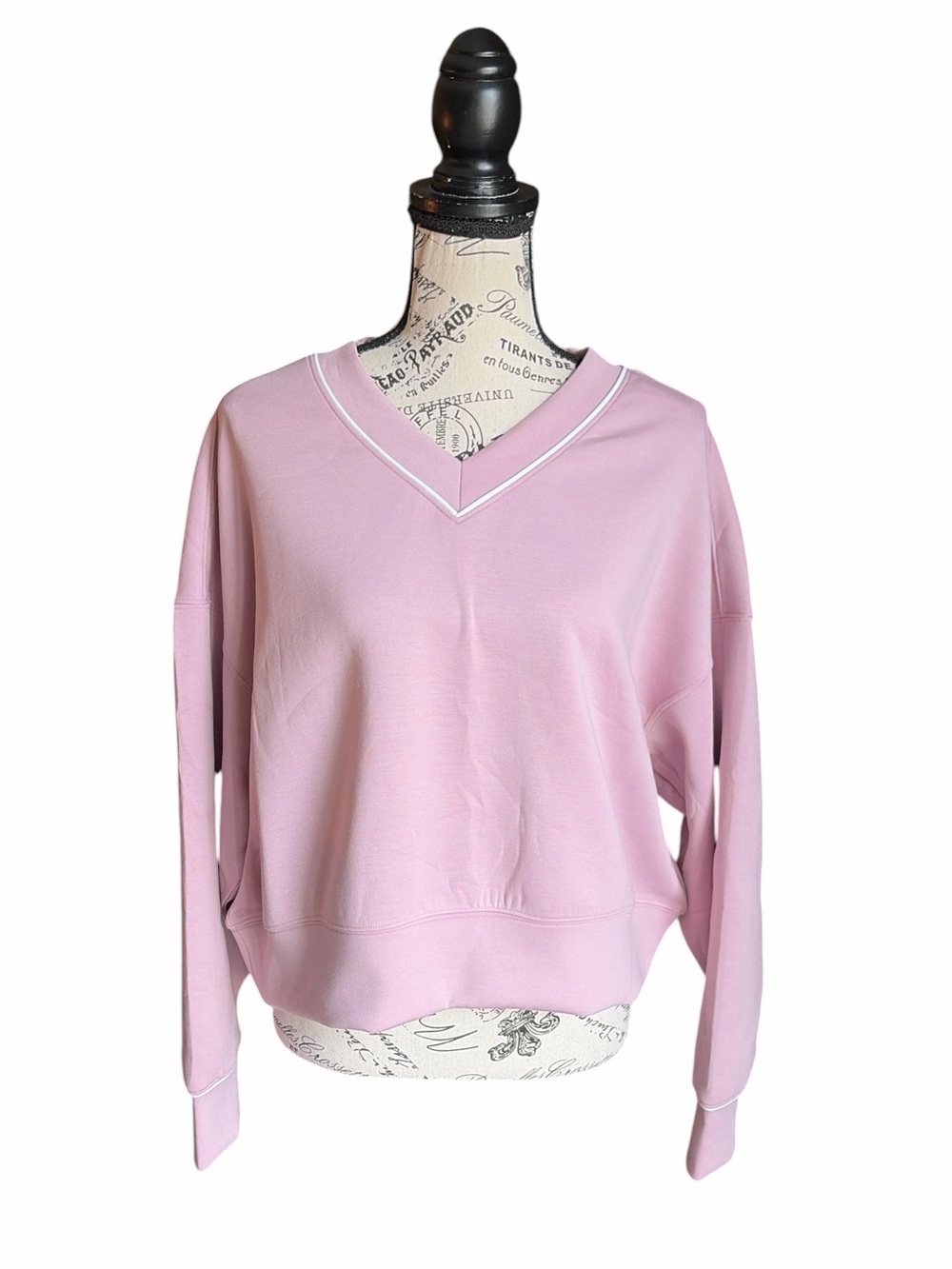 Abercrombie YPB neoKNIT V-Neck Sweatshirt Small Mauve Pink Activewear NWT
